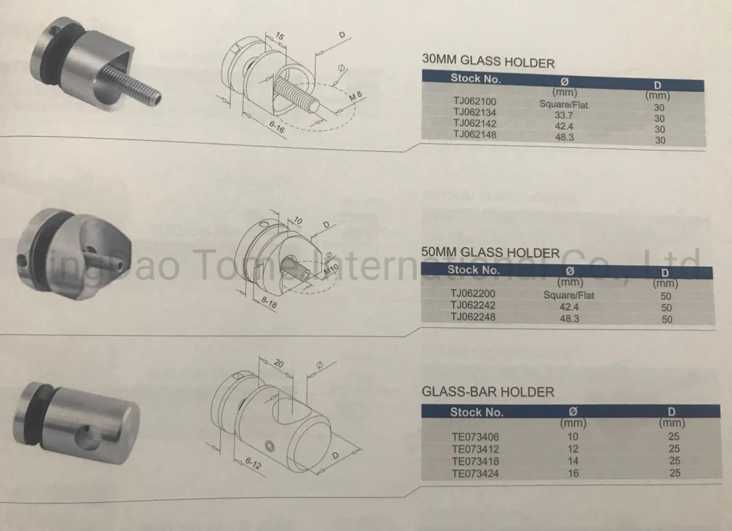 304 316 2205 Stainless Steel Glass Fitting Accessories Glass Standoff for Handrail Railing New OEM Standoff Glass Holder